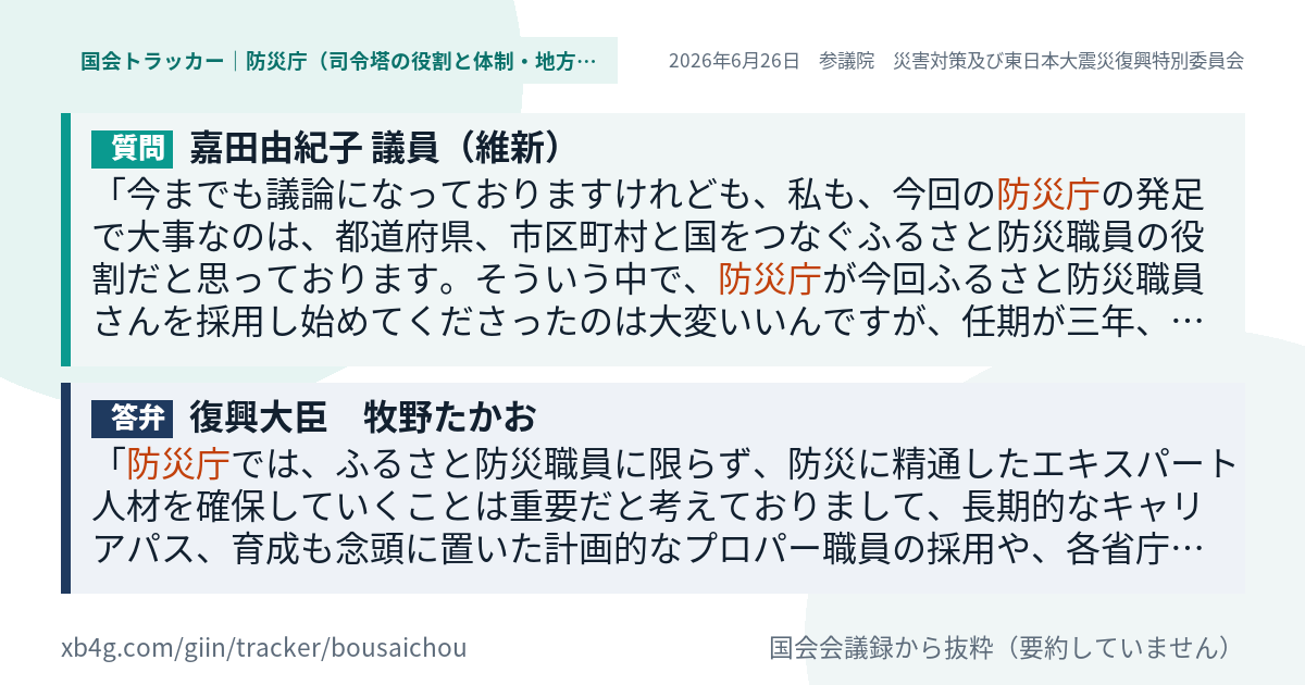 質問と答弁のカード