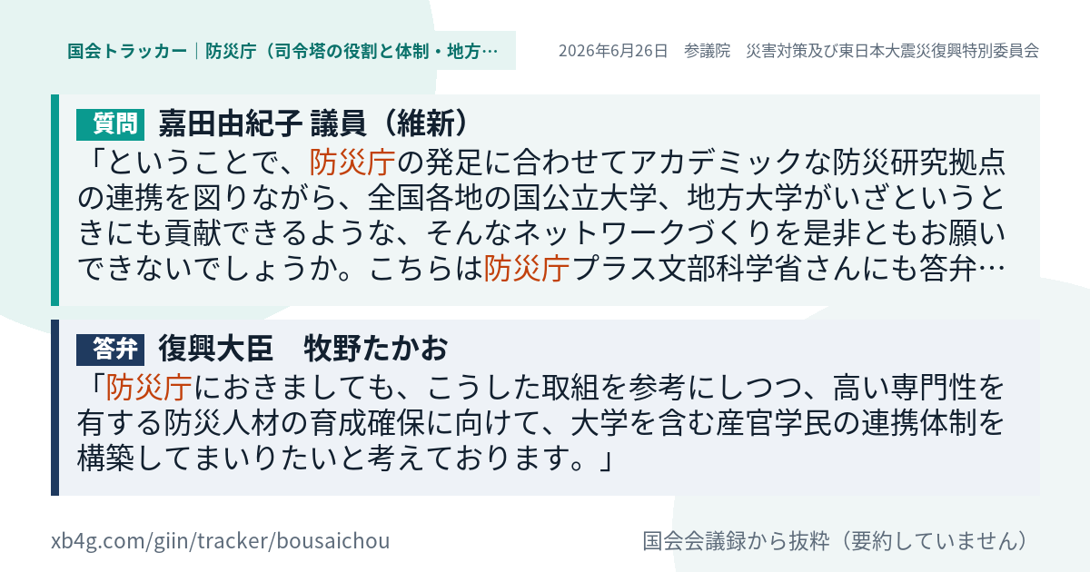 質問と答弁のカード