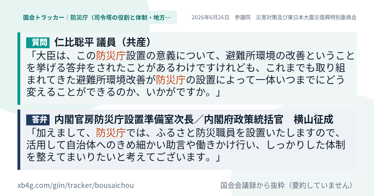 質問と答弁のカード