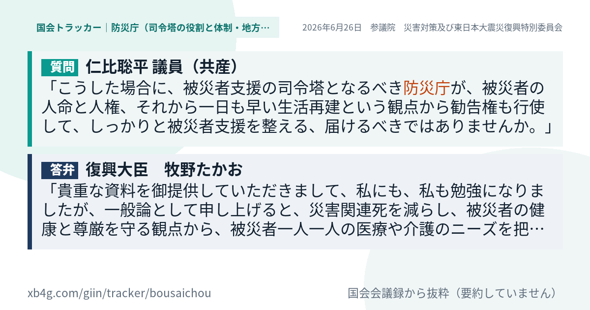 質問と答弁のカード