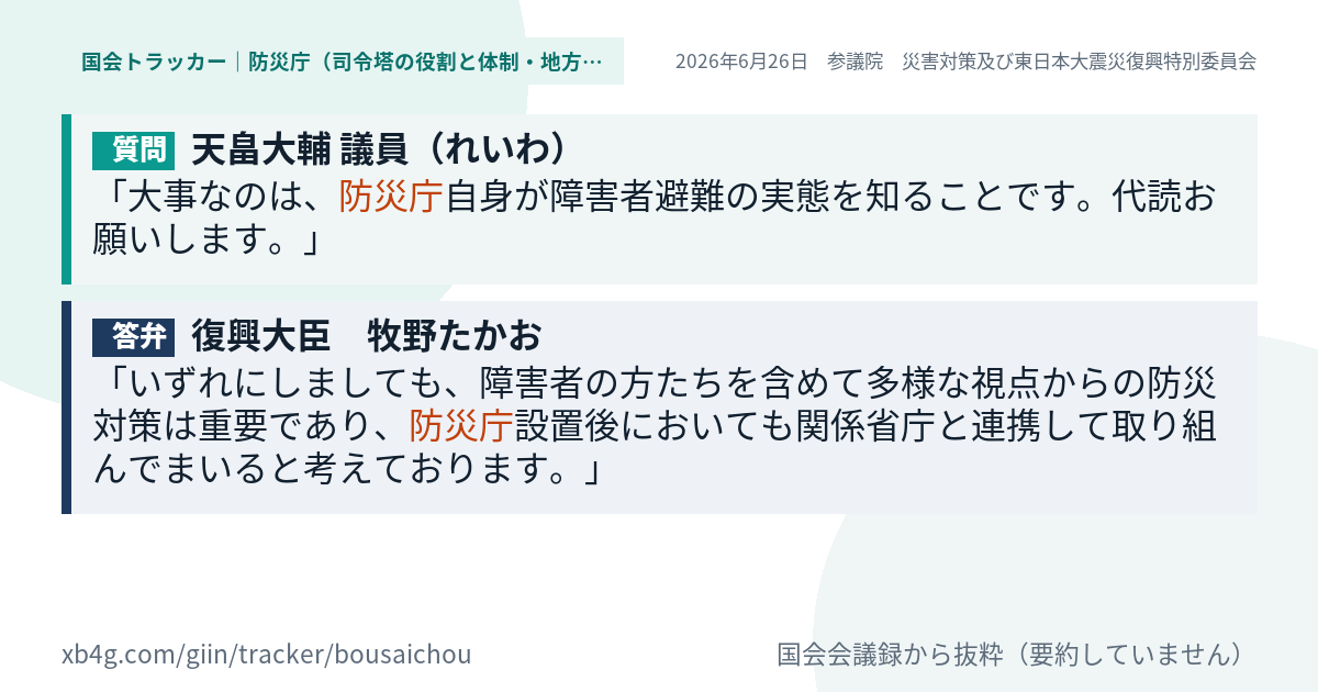 質問と答弁のカード