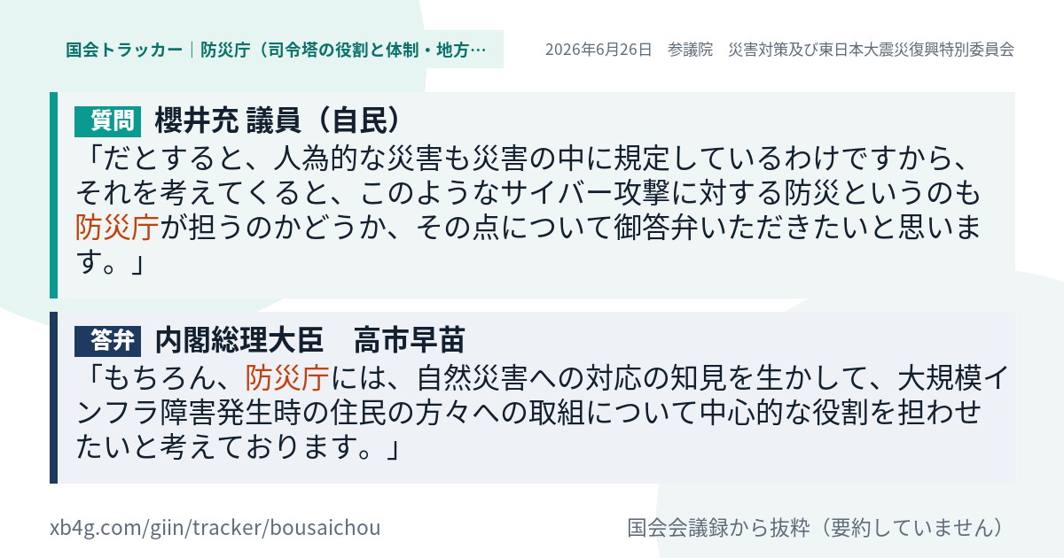 質問と答弁のカード