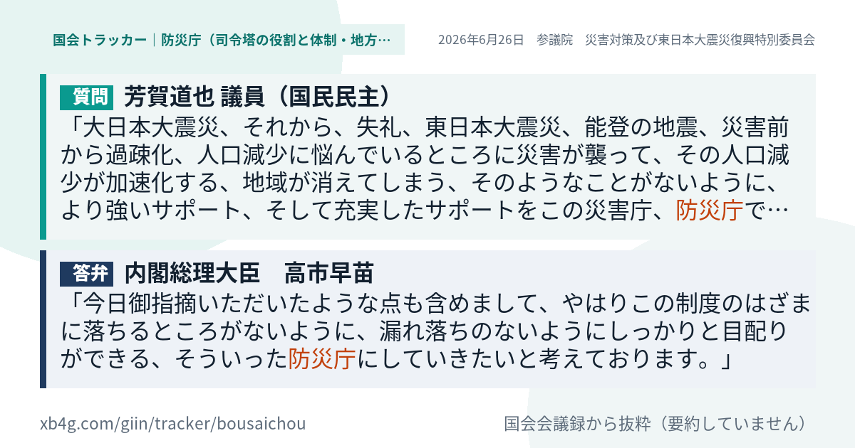 質問と答弁のカード