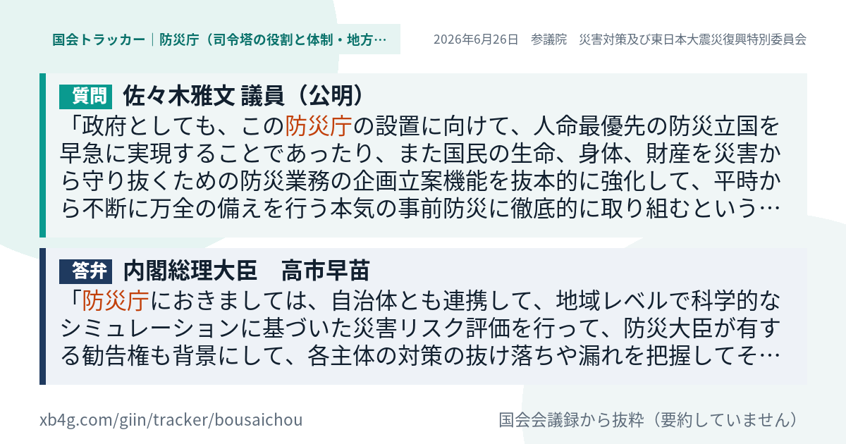 質問と答弁のカード