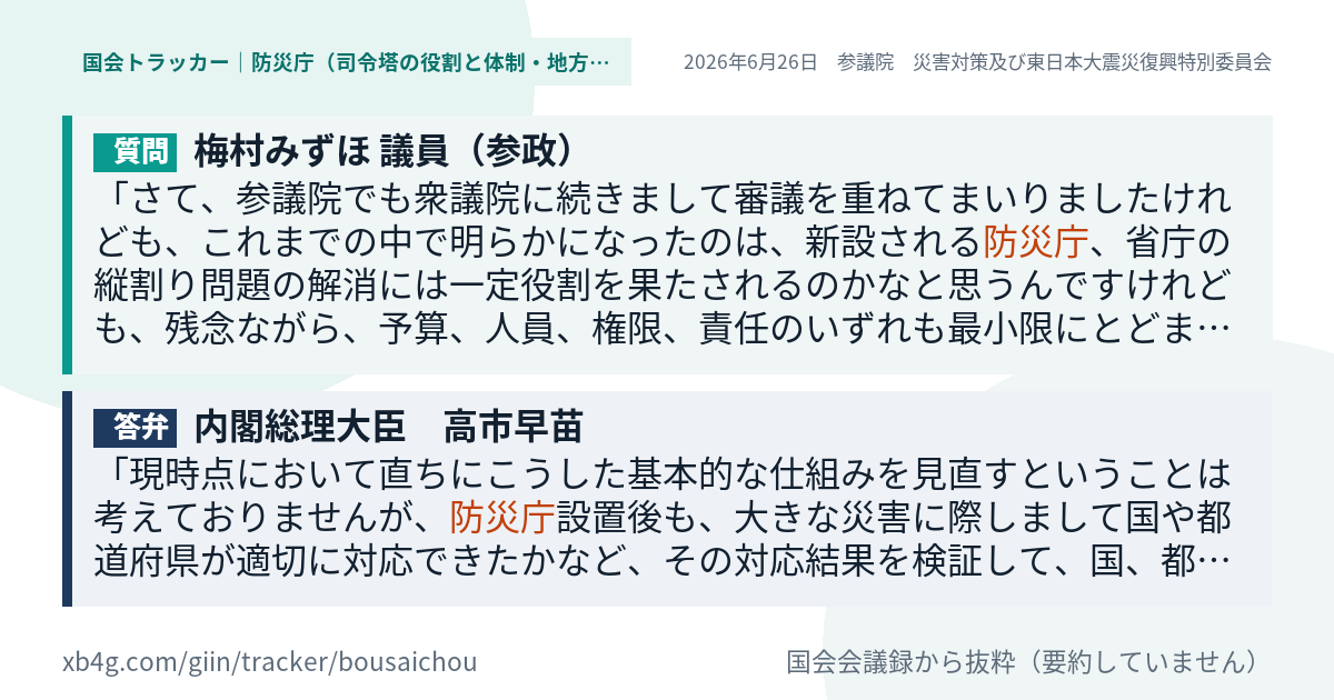 質問と答弁のカード