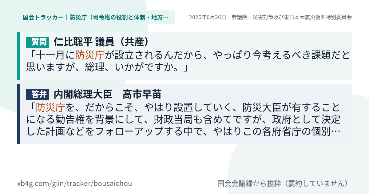 質問と答弁のカード