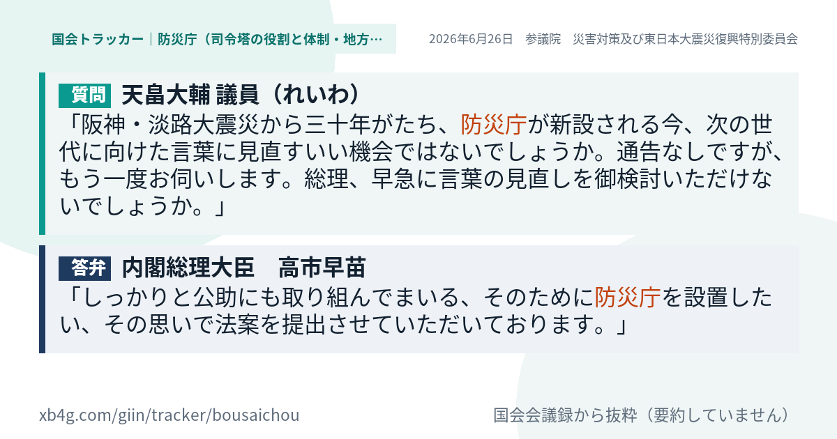 質問と答弁のカード