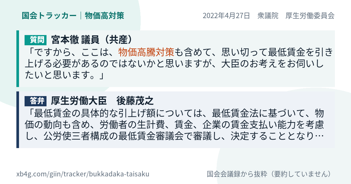 質問と答弁のカード