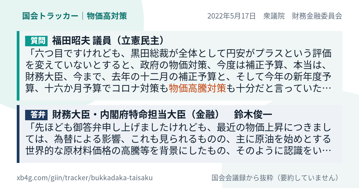 質問と答弁のカード