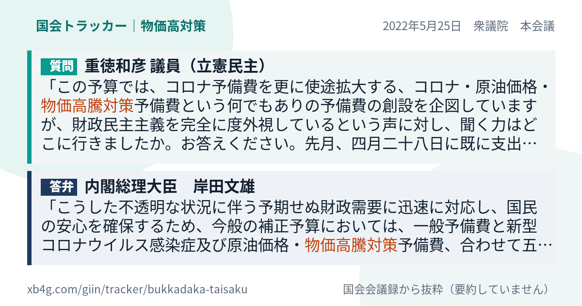 質問と答弁のカード
