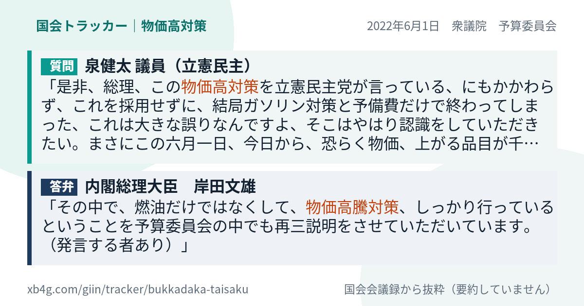 質問と答弁のカード