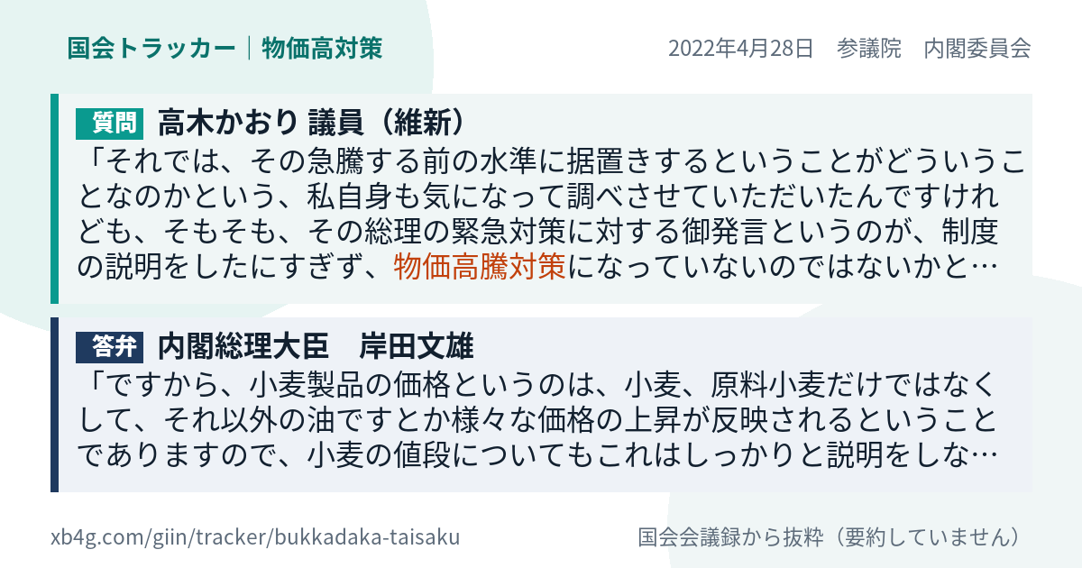 質問と答弁のカード