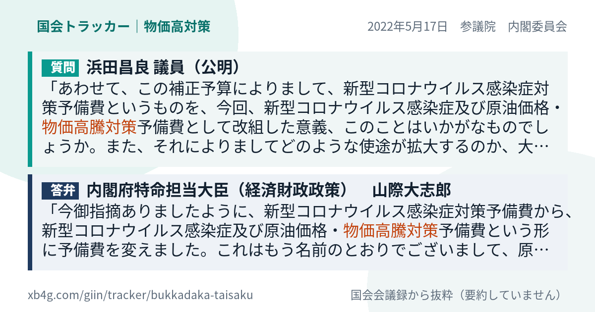質問と答弁のカード