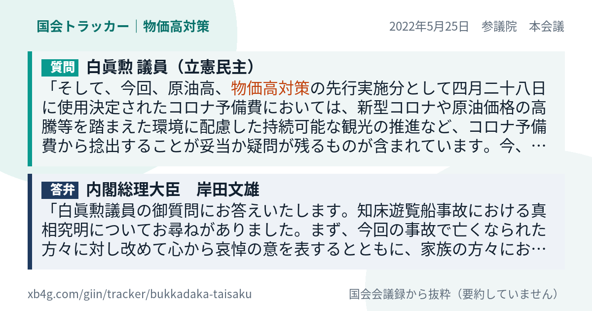 質問と答弁のカード