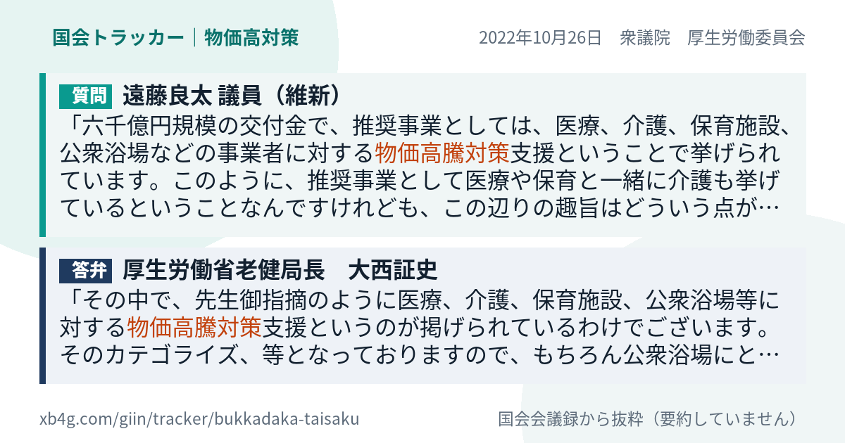 質問と答弁のカード