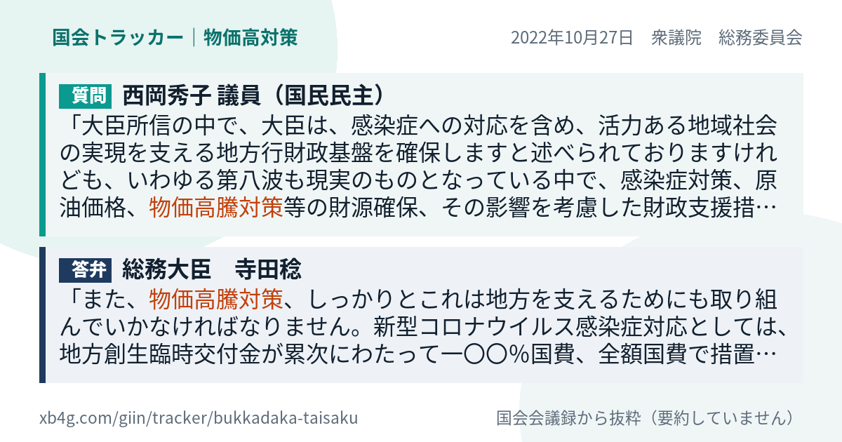 質問と答弁のカード