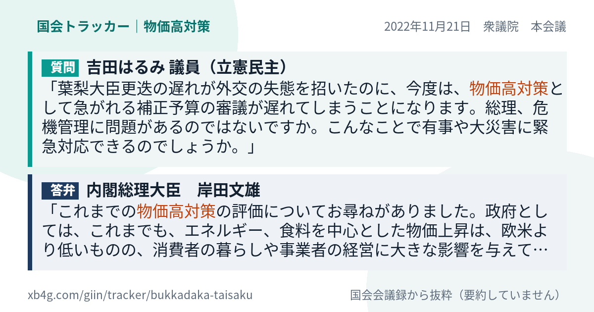 質問と答弁のカード