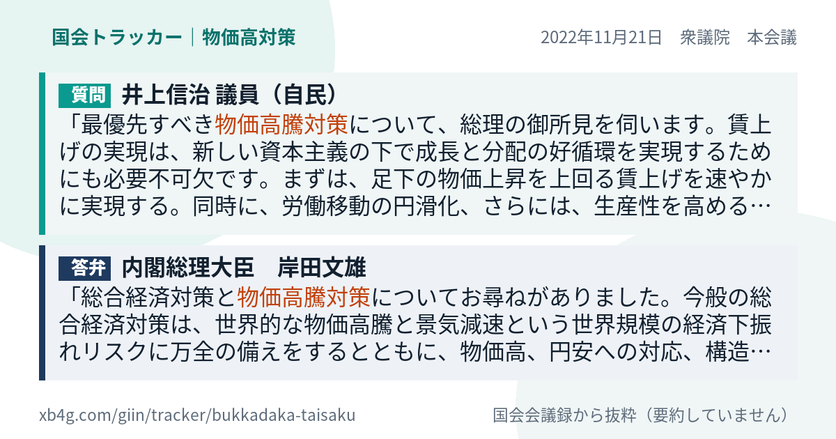 質問と答弁のカード