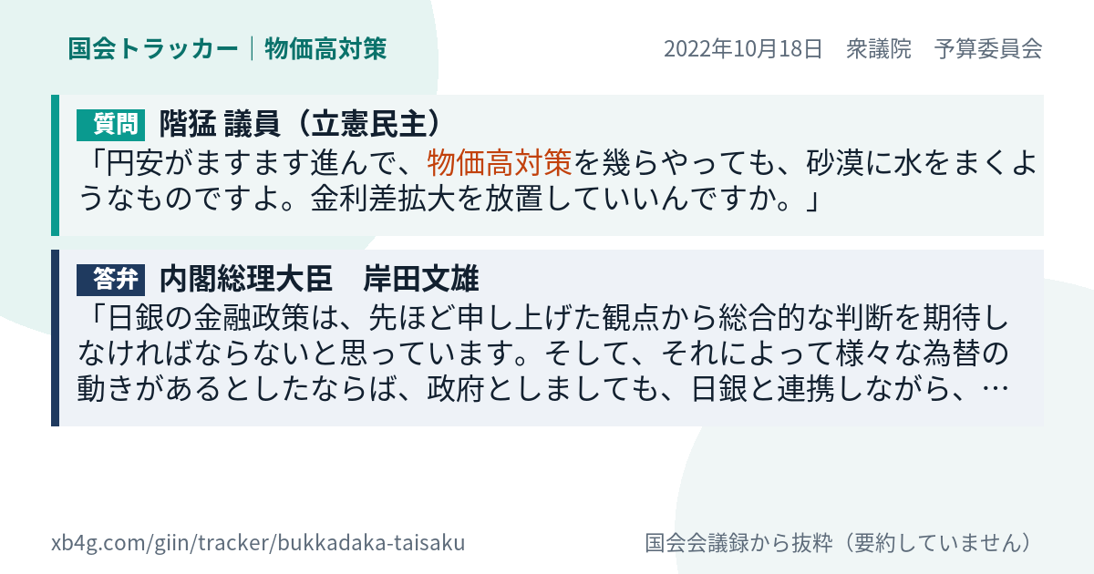 質問と答弁のカード