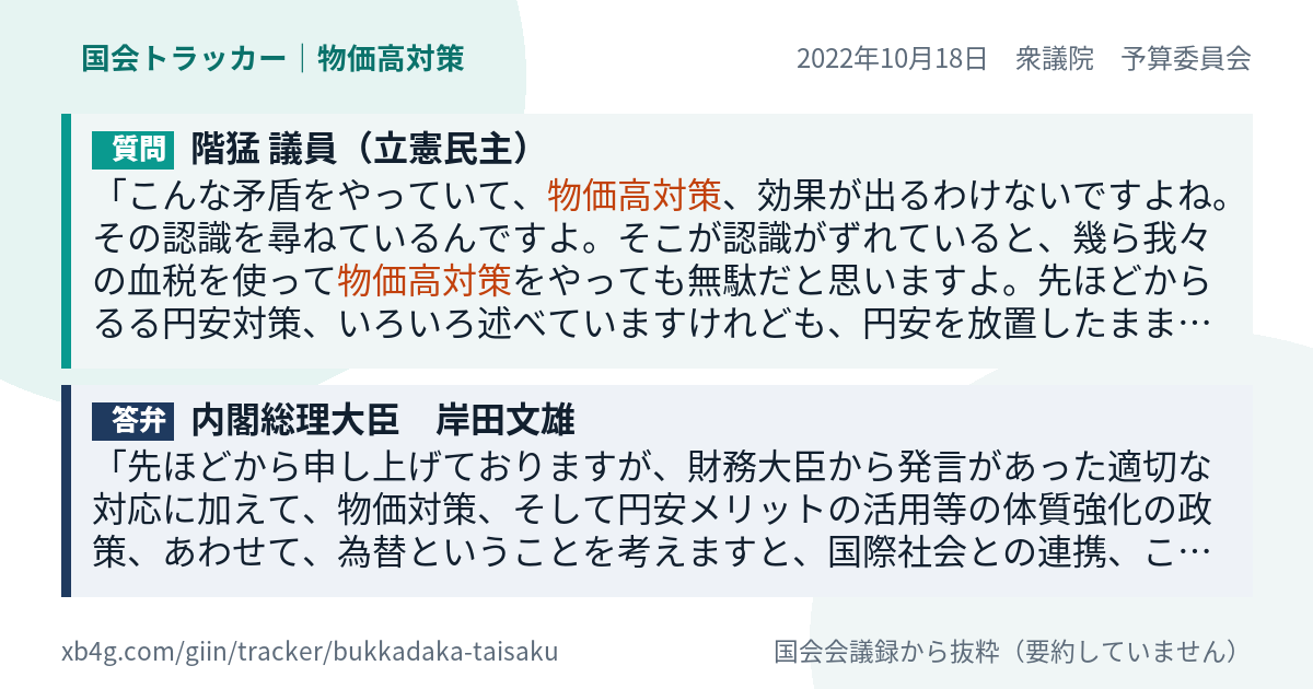 質問と答弁のカード