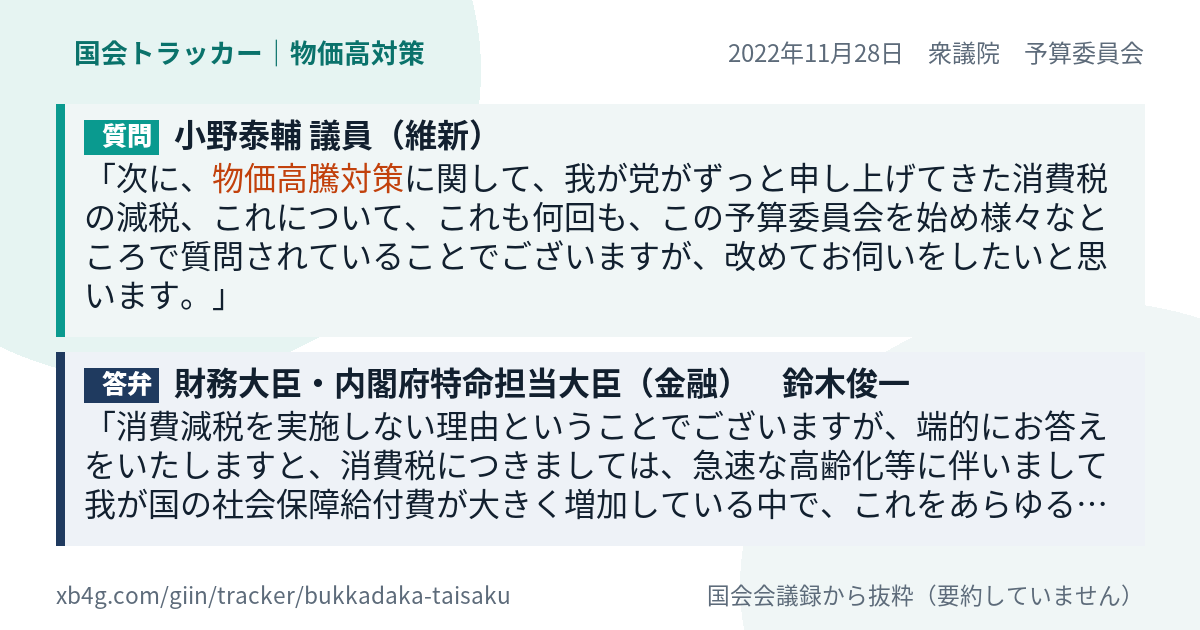 質問と答弁のカード