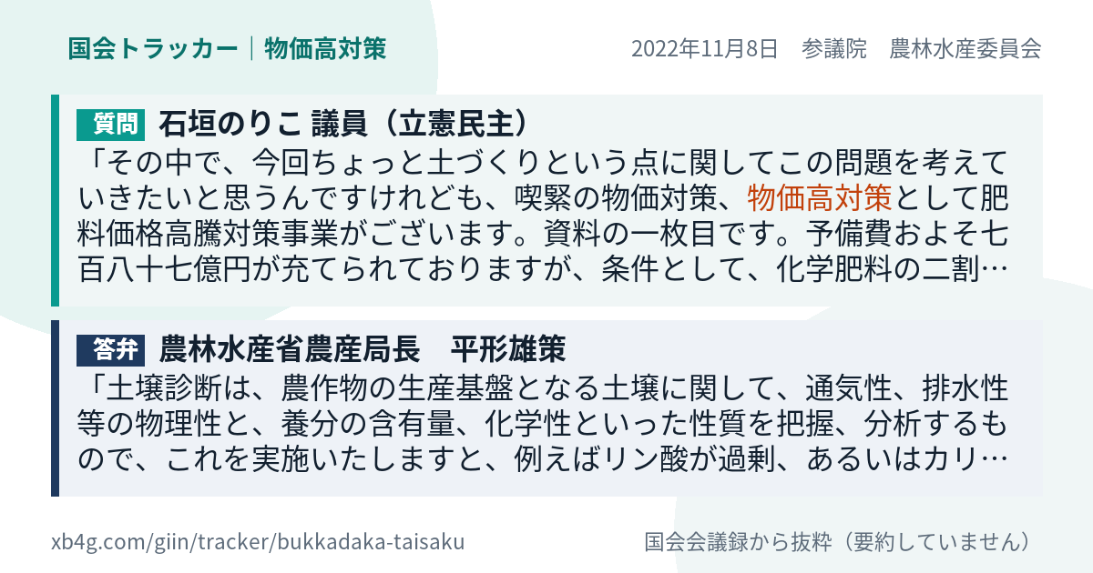 質問と答弁のカード