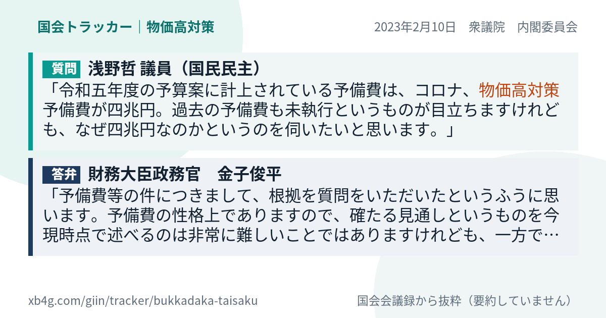 質問と答弁のカード