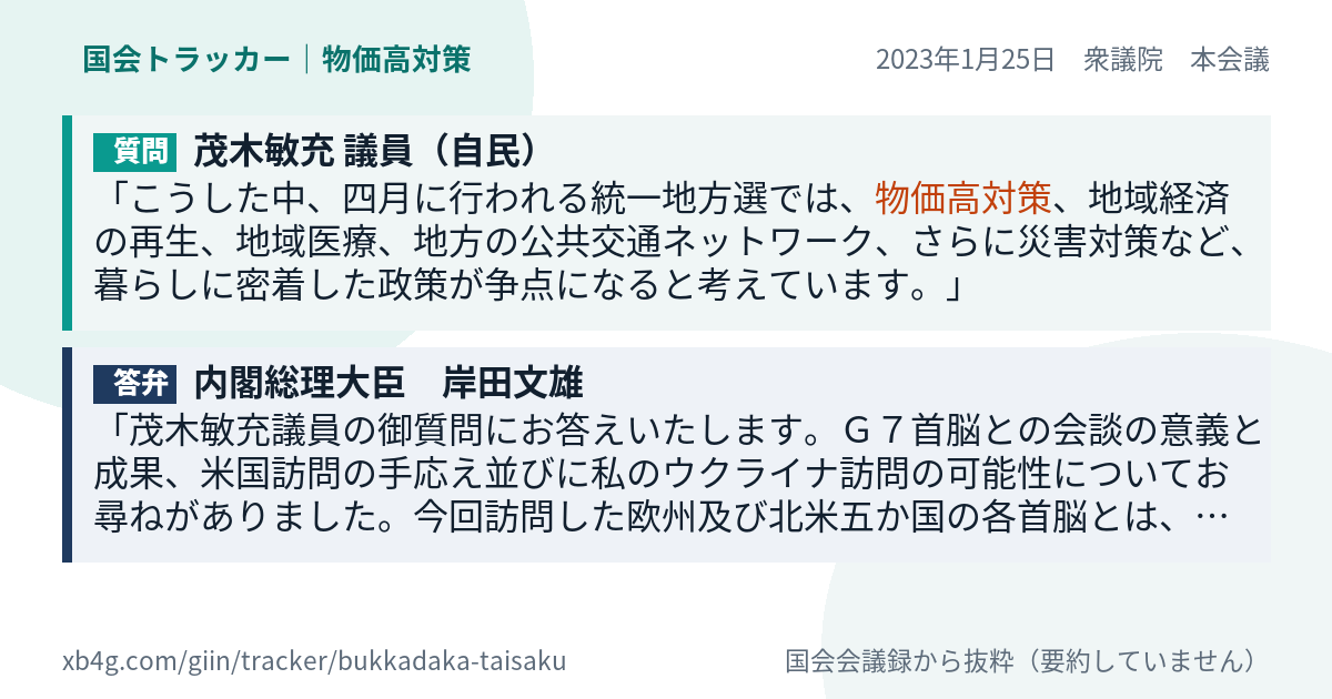 質問と答弁のカード