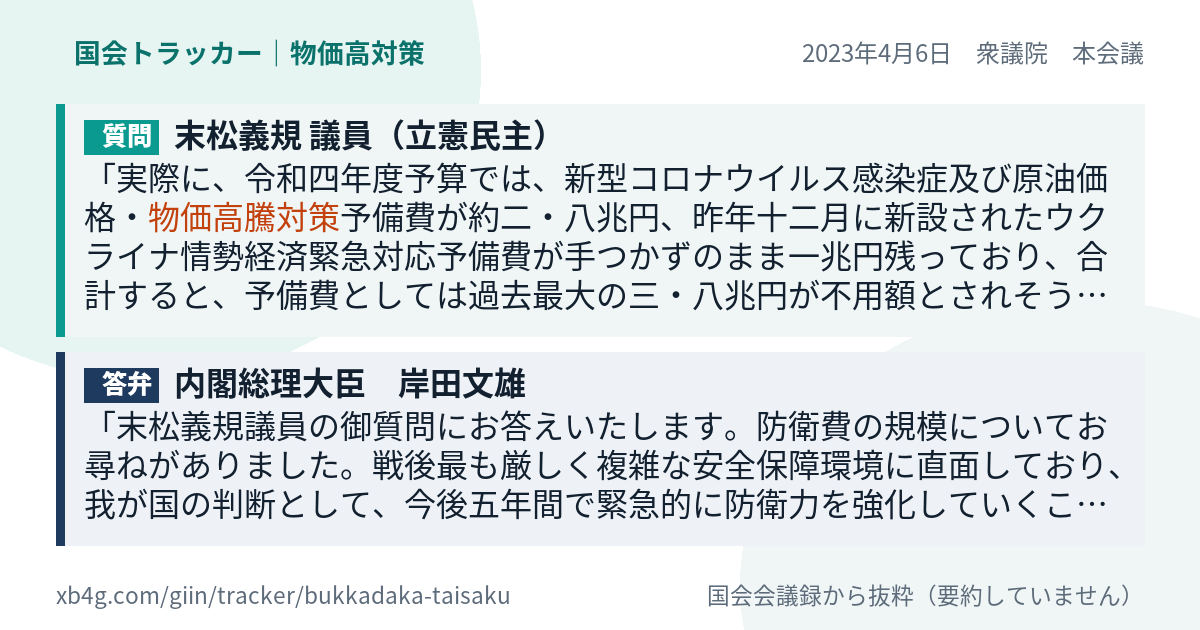 質問と答弁のカード