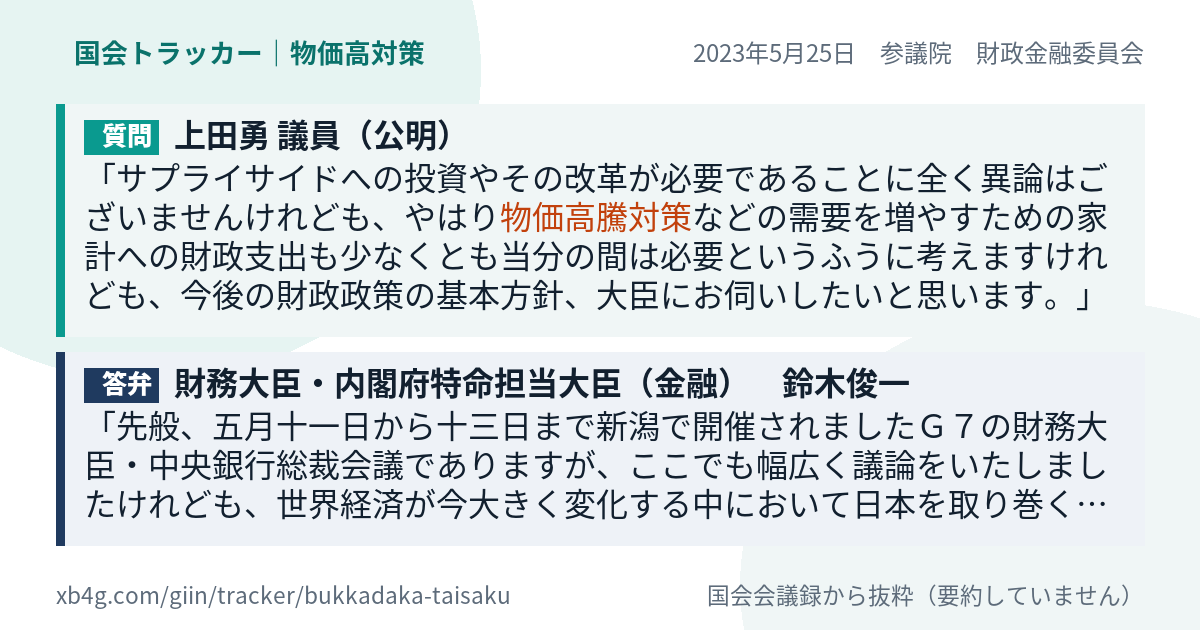 質問と答弁のカード