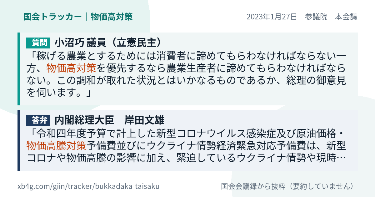 質問と答弁のカード