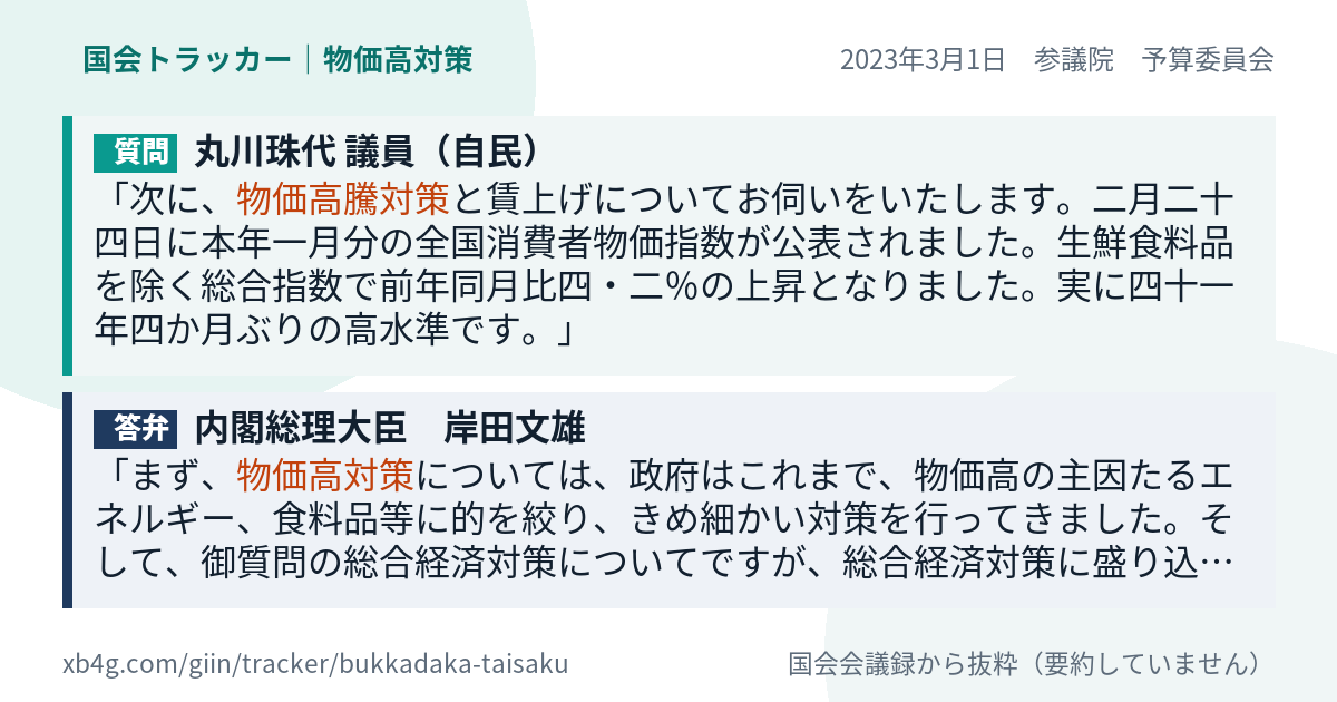 質問と答弁のカード