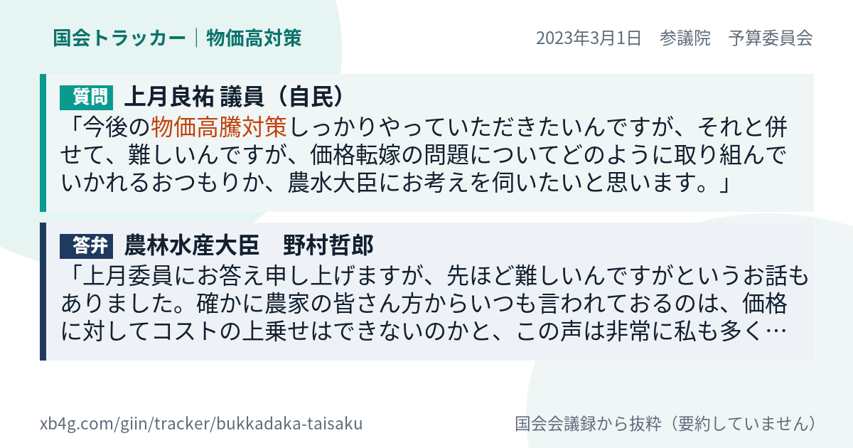 質問と答弁のカード