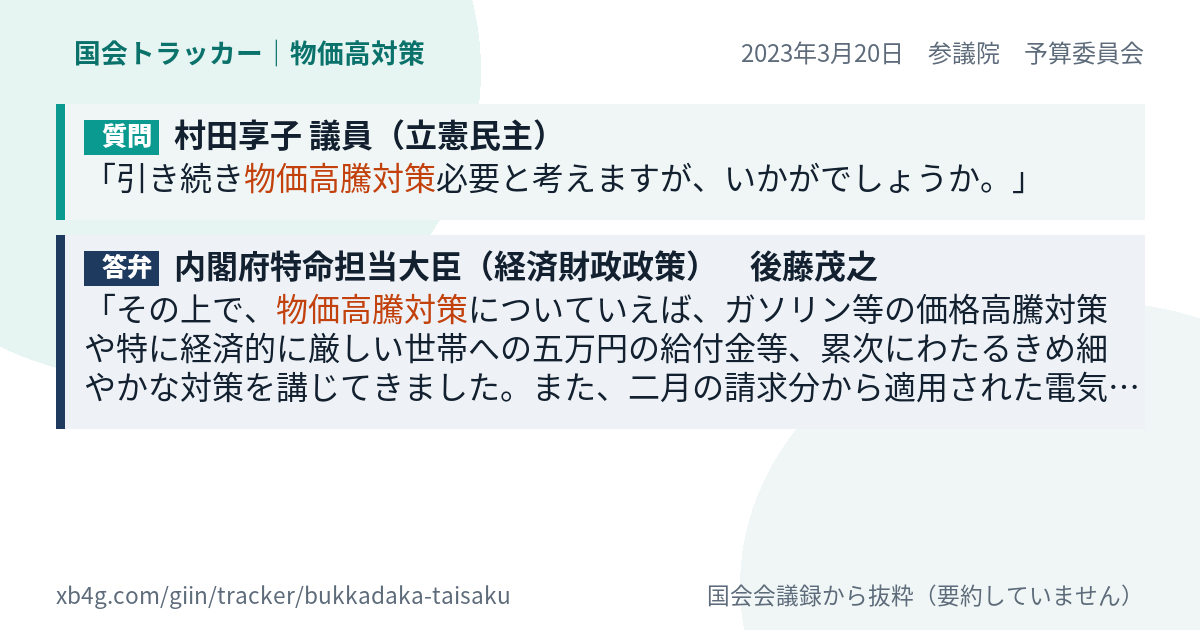 質問と答弁のカード