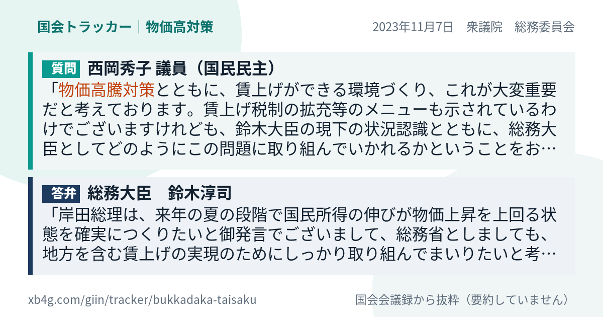 質問と答弁のカード