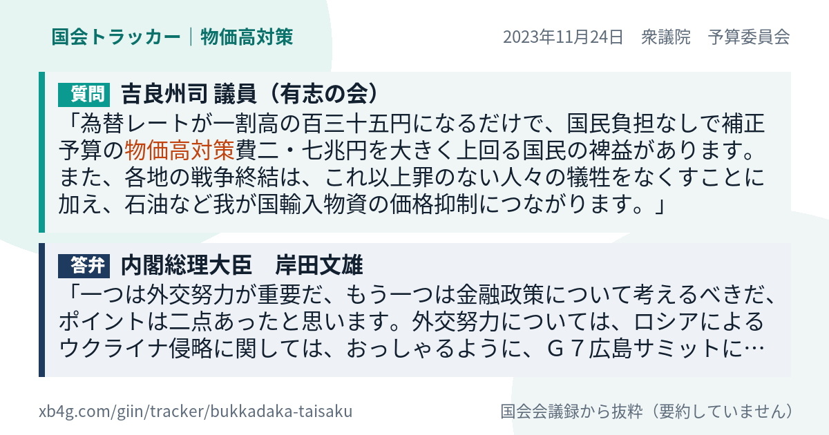 質問と答弁のカード