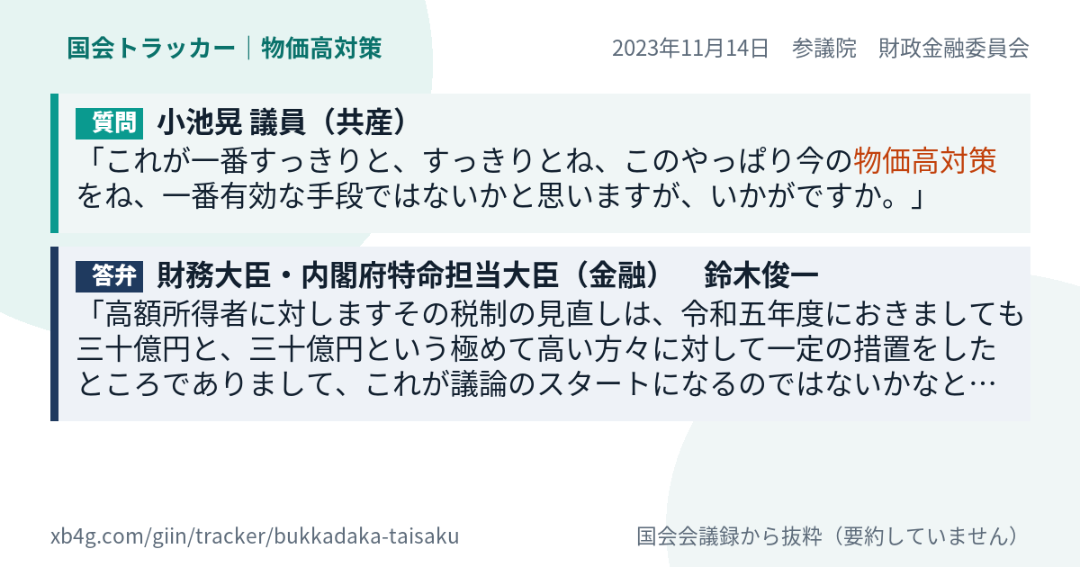 質問と答弁のカード