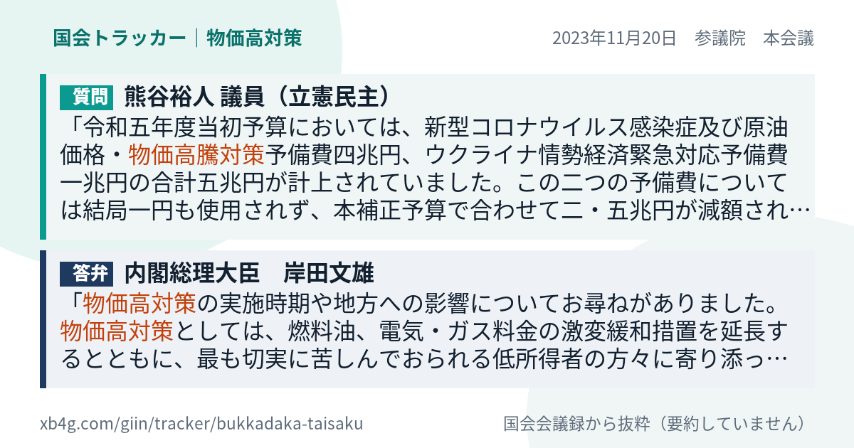 質問と答弁のカード