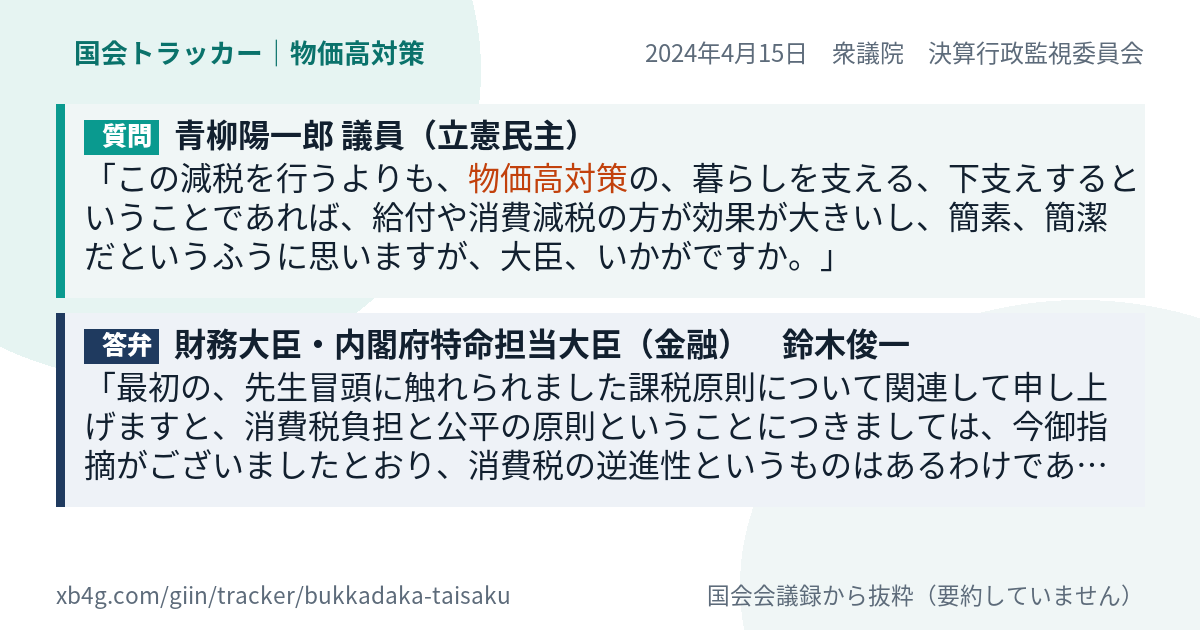 質問と答弁のカード