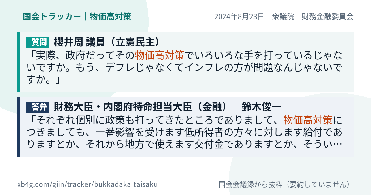 質問と答弁のカード