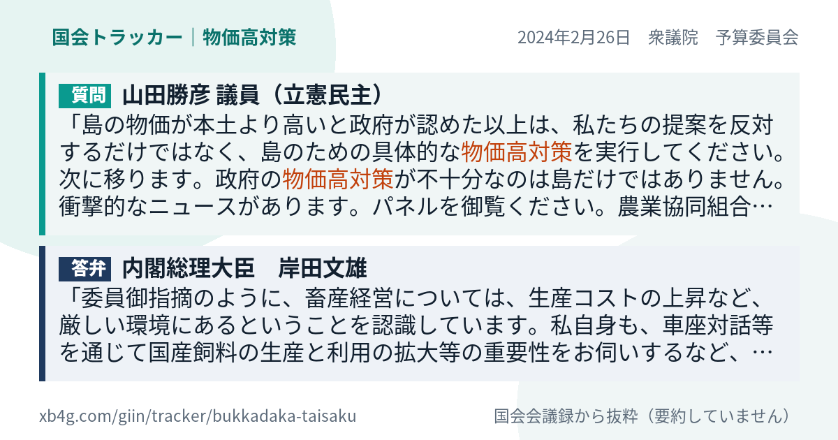 質問と答弁のカード