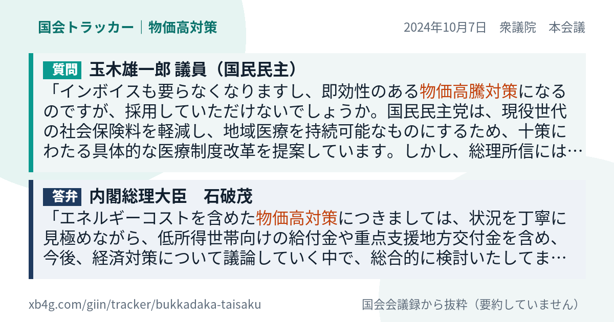 質問と答弁のカード