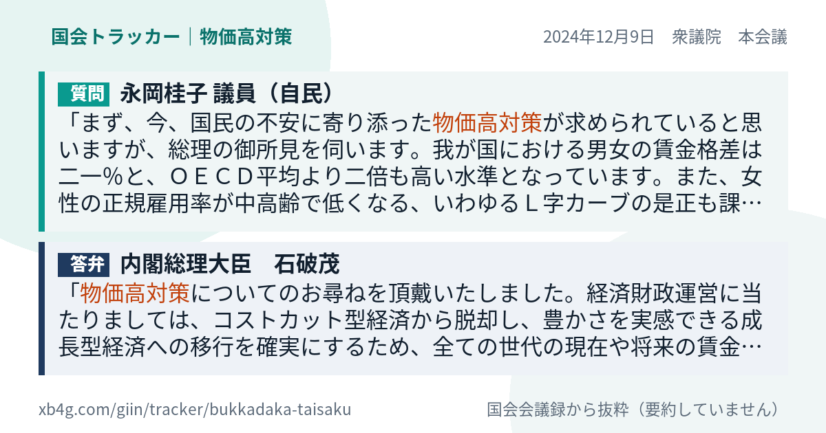 質問と答弁のカード