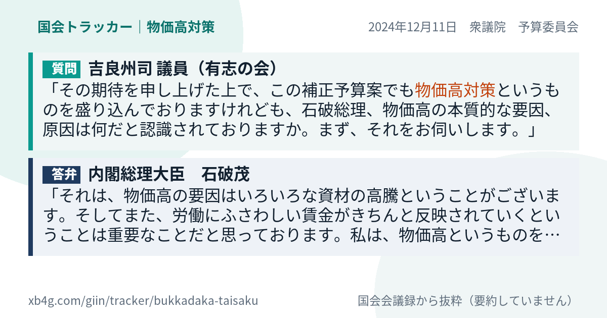 質問と答弁のカード