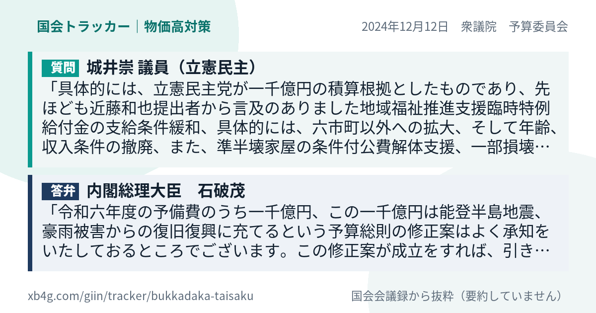 質問と答弁のカード