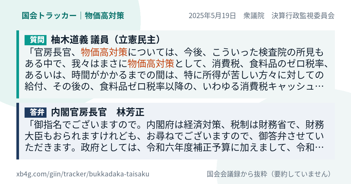 質問と答弁のカード