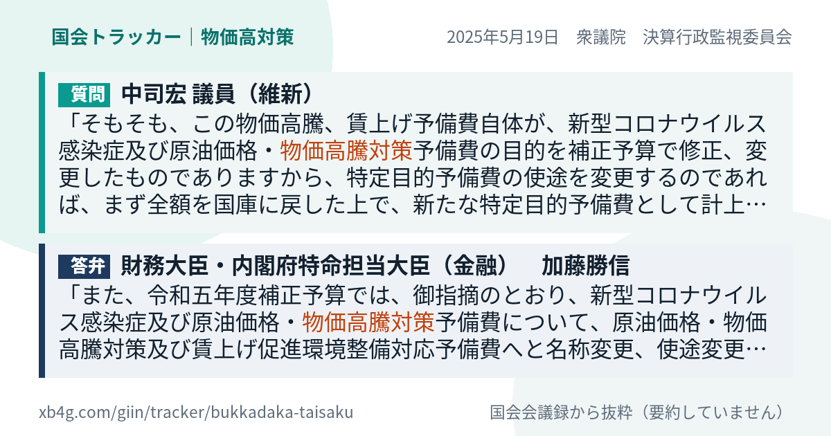 質問と答弁のカード