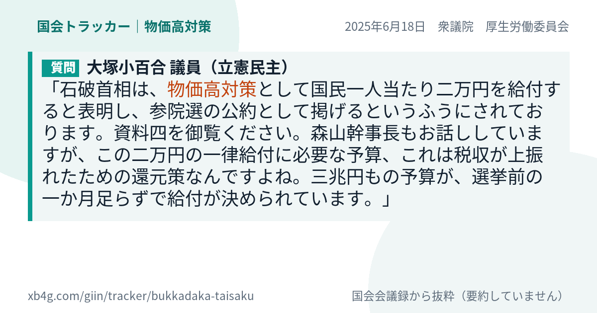 質問と答弁のカード