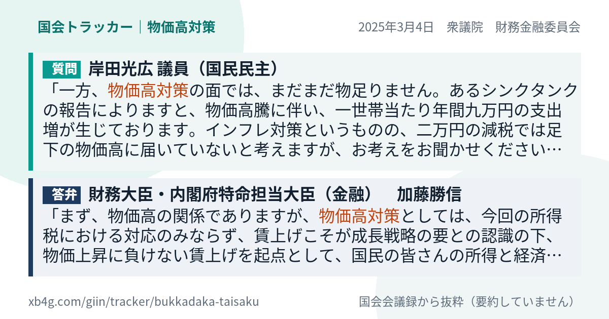 質問と答弁のカード