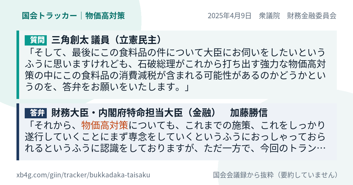 質問と答弁のカード